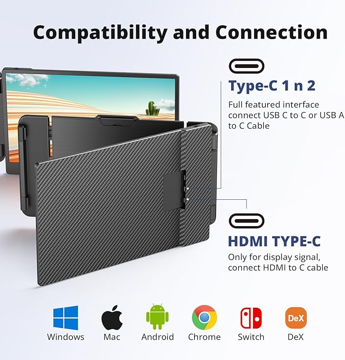 Laptop Screen Extender, FHD 1080P IPS 14" Laptop Monitor Extender, Plug and - Image 6