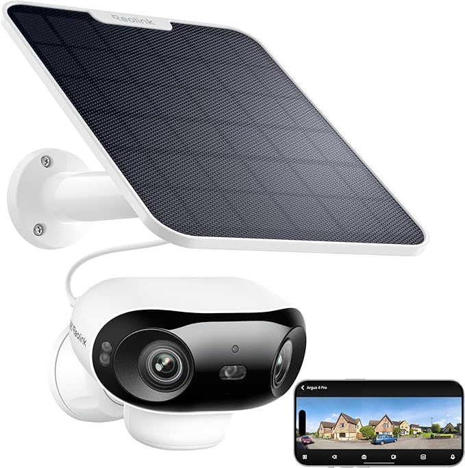 REOLINK Argus 4 Pro 4K Solar Security Cameras Wireless Outdoor, 180° Dual-Lens by REOLINK