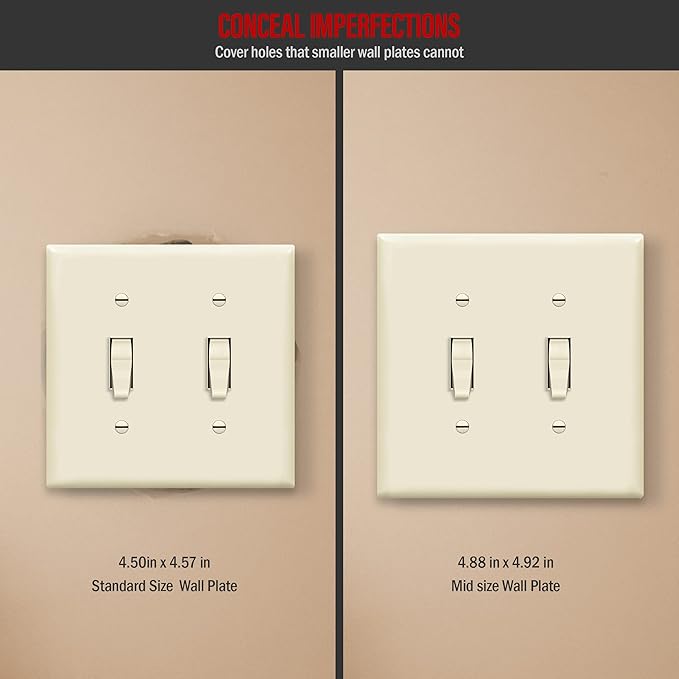ENERLITES Toggle Light Switch Wall Plate, Gloss Finish, Midway Size 2-Gang - Image 2