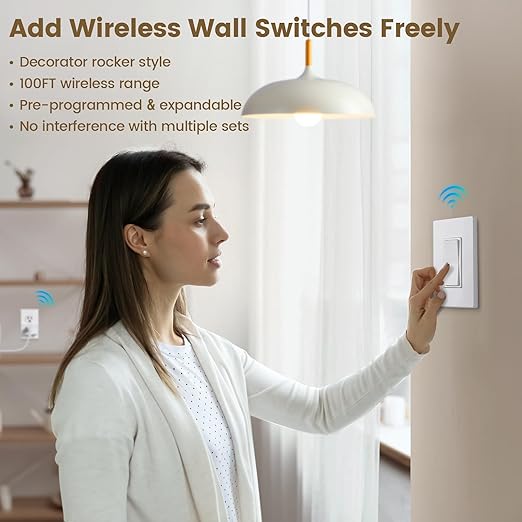 SURAIELEC Wireless Light Switch, Remote Control Outlet, Decorator Rocker Wall - Image 2