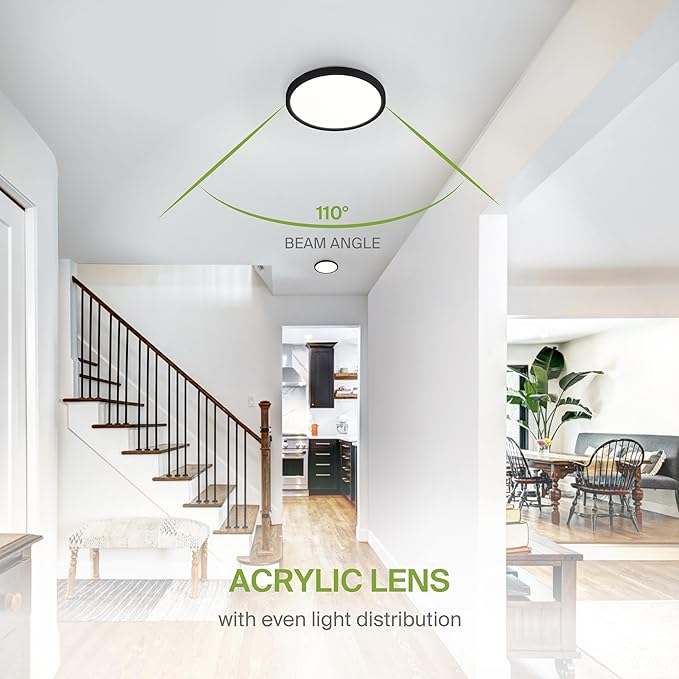 ASD LED 9" Round Flush Mount Ceiling Light Fixture, Low Profile Surface - Image 6