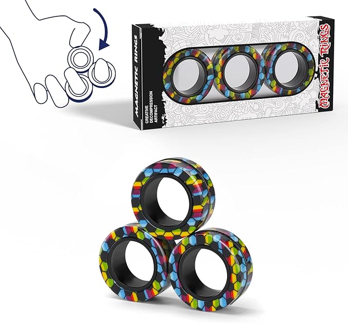 Magnetic Rings Fidget Toy Set, Idea ADHD Fidget Toys, Adult Fidget Magnets by FINGERROCK