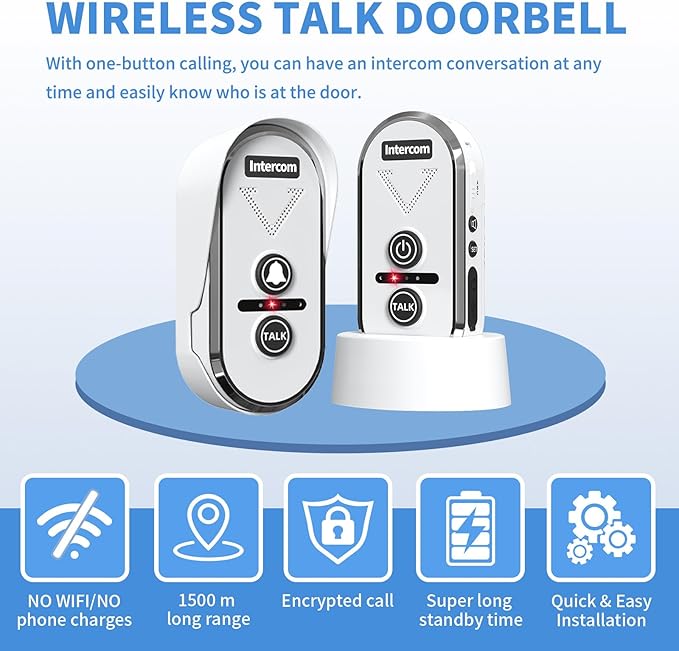 PANDAAR Doorbell Wireless for Home, Wireless Intercom System 4900ft Long Range - Image 2