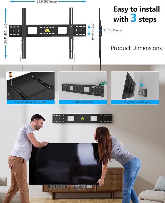 FORGING MOUNT Heavy Duty Fixed TV Wall Mount Holds up to 275Lbs - Image 8