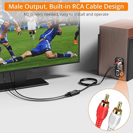 Neoteck 192kHz DAC Converter 7ft/2.1m Optical to RCA Cable SPDIF to RCA Digital - Image 6