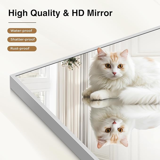 40x60inch Silver Bathroom Mirror, Large Rectangular Wall Mirrors - Image 5