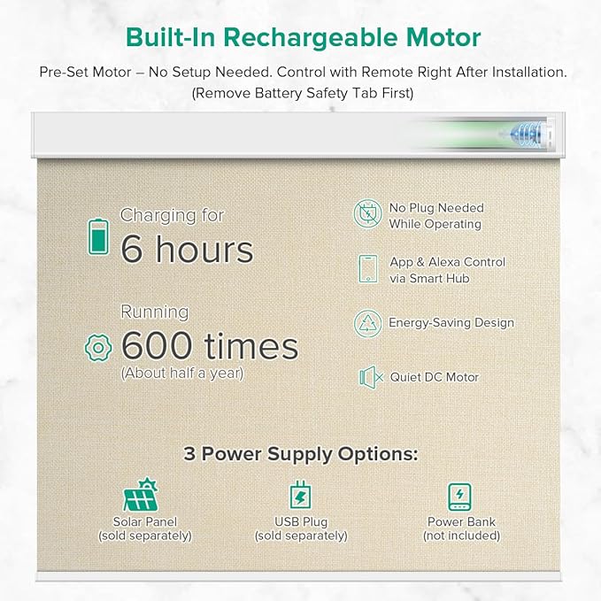 Kilonity Motorized Roller Shades, Light Filtering Remote Control Custom Window - Image 3