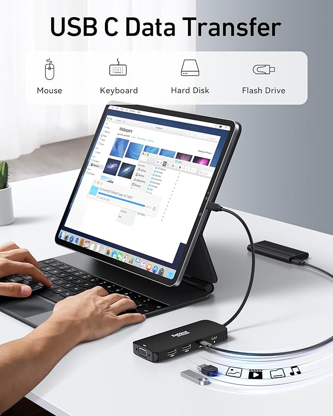 USB C Docking Station Dual HDMI Monitor Adapter, Selore USB C Hub 3 Monitors - Image 6