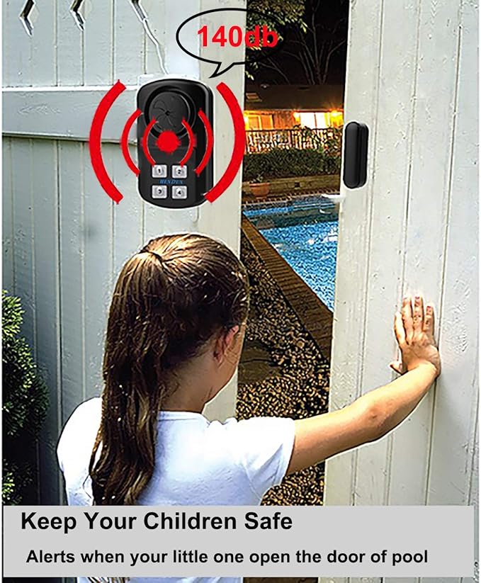 HENDUN Outdoor Door Alarm with Remote Keypad, Waterproof IP67, Inground Pool - Image 8