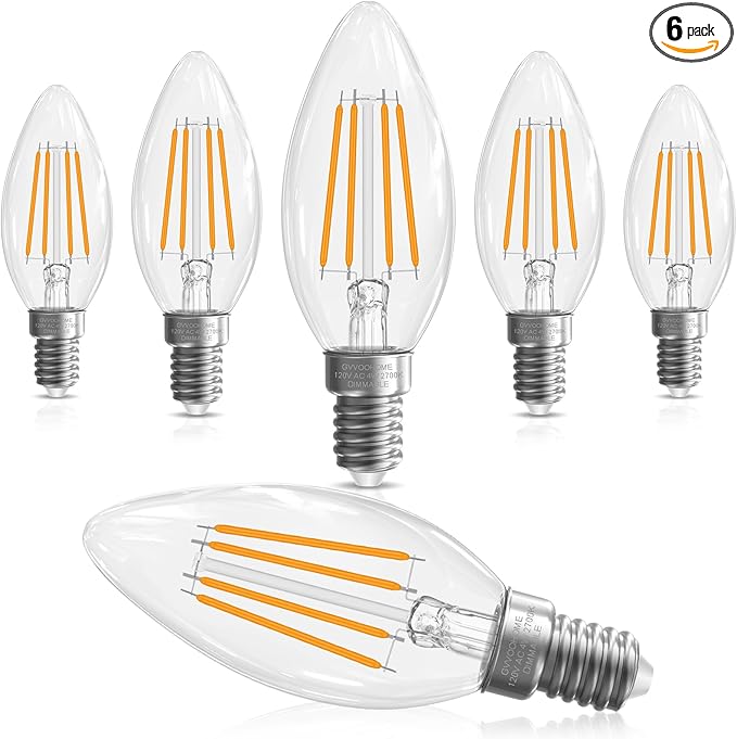 GvvooHome LED Candelabra Light Bulbs 40 watt Equivalent, Dimmable E12 LED Bulb by GvvooHome