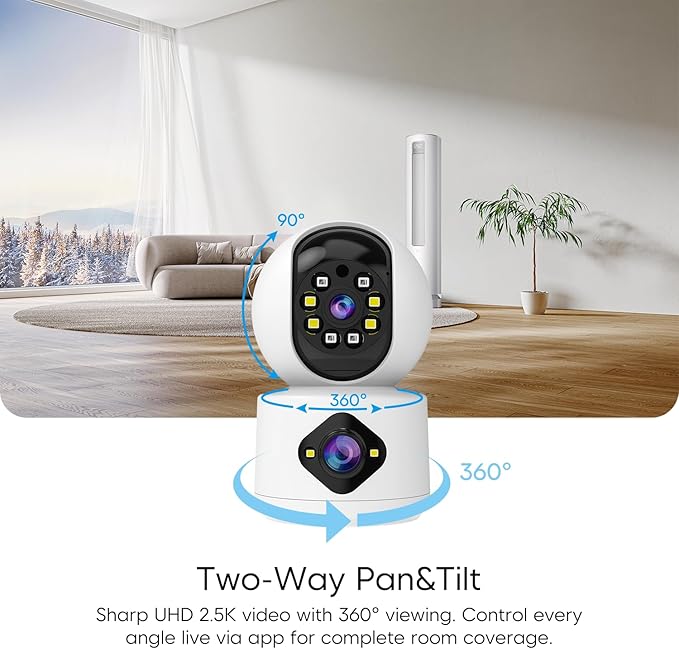 VSTARCAM 2K+2K Cameras for Home Security Indoor, Dual Cameras, 360° Pan-Tilt - Image 2