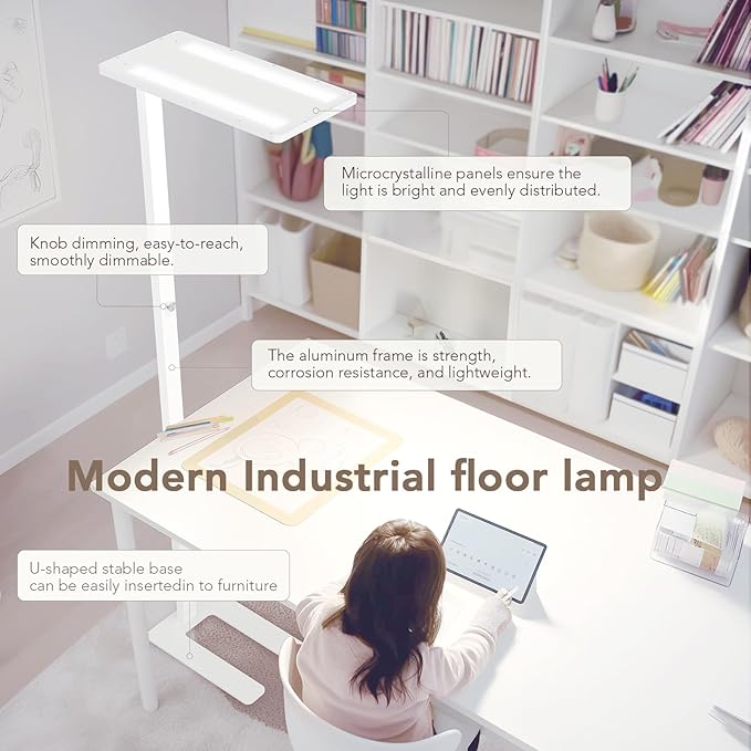 120W LED Floor Lamp, 76.8" Tall Reading Light, 10000LM Knob Dimming Standing - Image 6