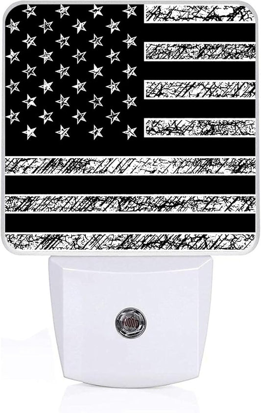GANTINIR Black White American Flag Night Light, Plug-into USA Flag Nightlight by Unknown