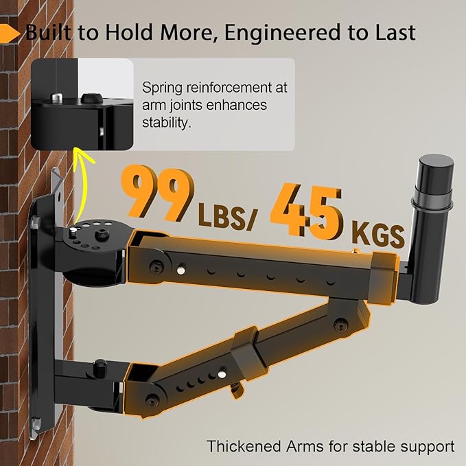 Vondynote Set of 2 Speaker Wall Mounts Heavy Duty PA Wall Speaker Mounting - Image 5