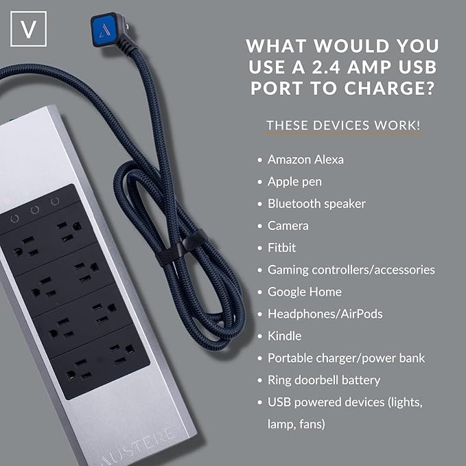 Austere V Series, 8 Outlet Surge Protector Power Strip, 3000 Joules, EMI/RFI - Image 7