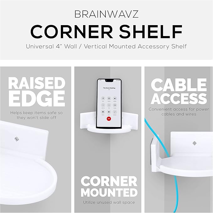 BRAINWAVZ 4” Small Floating Shelf, Adhesive & Screw in, - Image 3