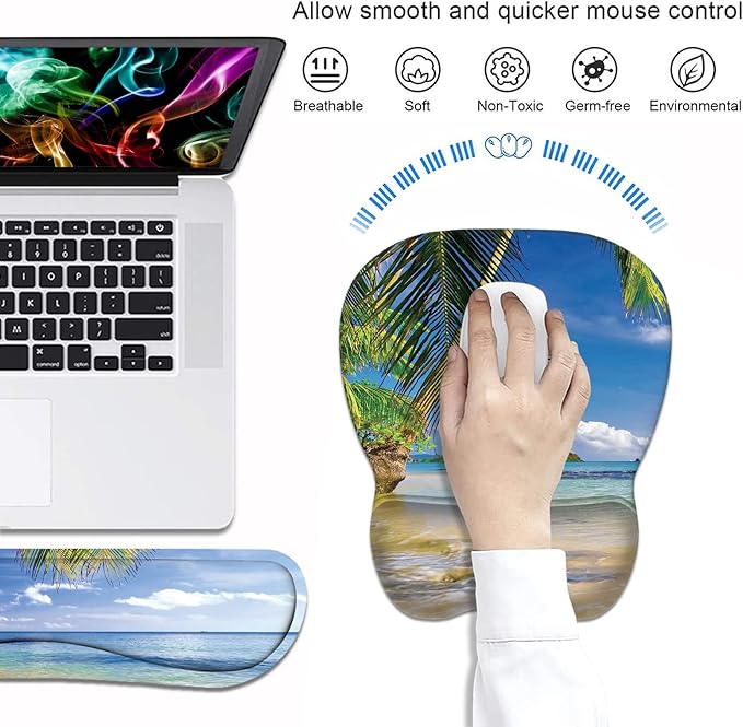 Ergonomic Mouse Pad Wrist Support and Keyboard Wrist Rest Set - Image 3