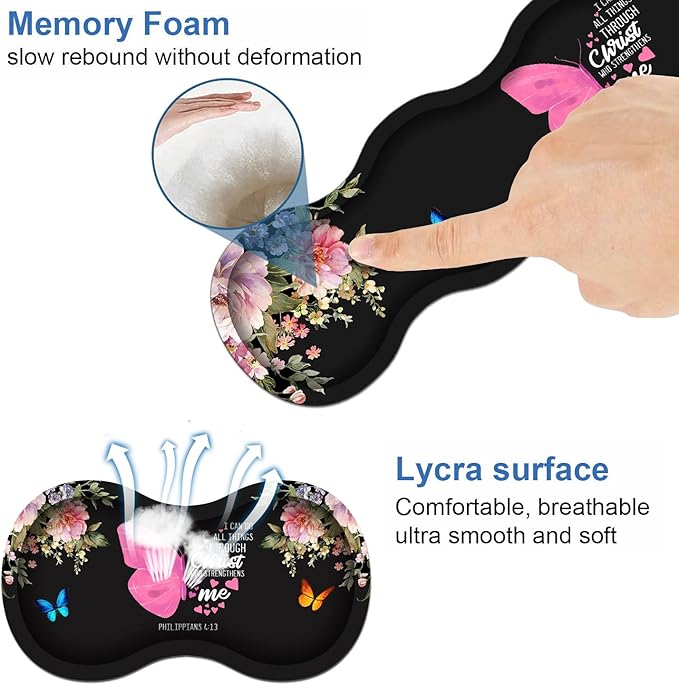Ergonomic Keyboard Wrist Rest & Mouse Pad Wrist Rest Set, Butterfly Quote Bible - Image 6