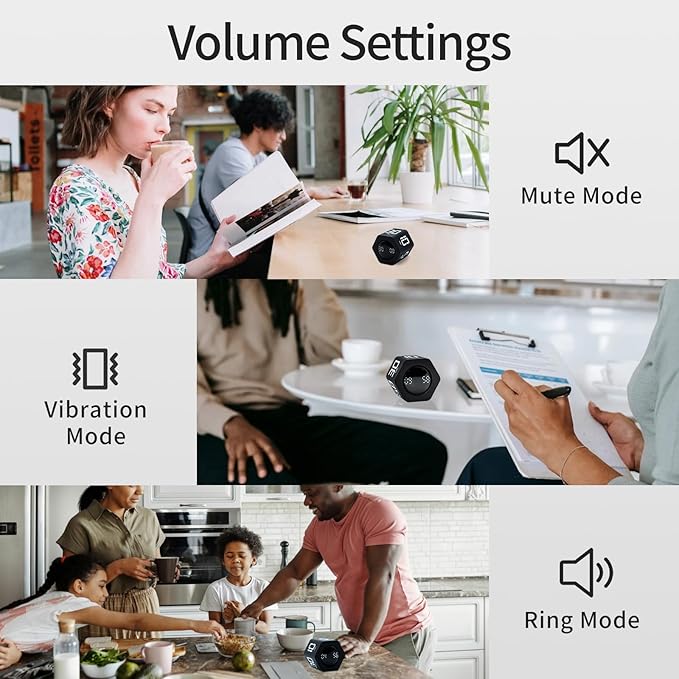 Productivity Timer Flip Gravity Sensor Cube Timer Countdown & Countup, Mute & - Image 3