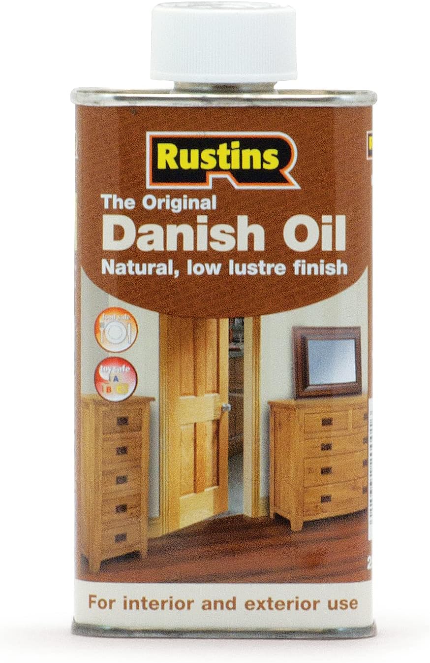 Rustins The Original Danish Oil 250ml | Rich, Natural Glow | Enhances Wood Grain Beautifully | Professional-Grade Finish | Easy DIY Application