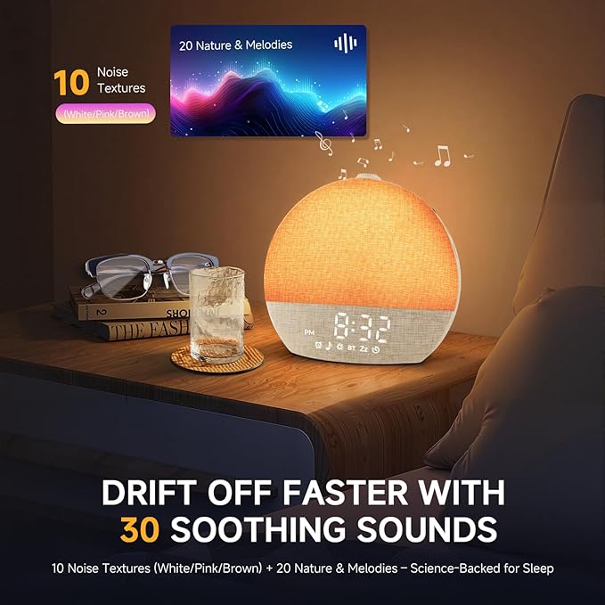 Geuuap Sunrise Alarm Clock White Noise Sound Machine - Image 4
