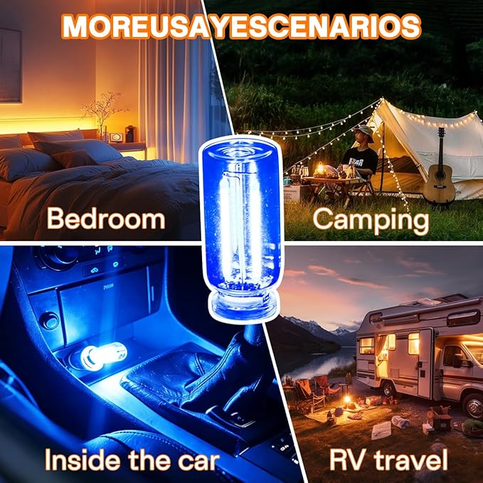 2PCS USB Car LED Interior Lights, Mini Ambient Lighting Accessories, Touch - Image 4