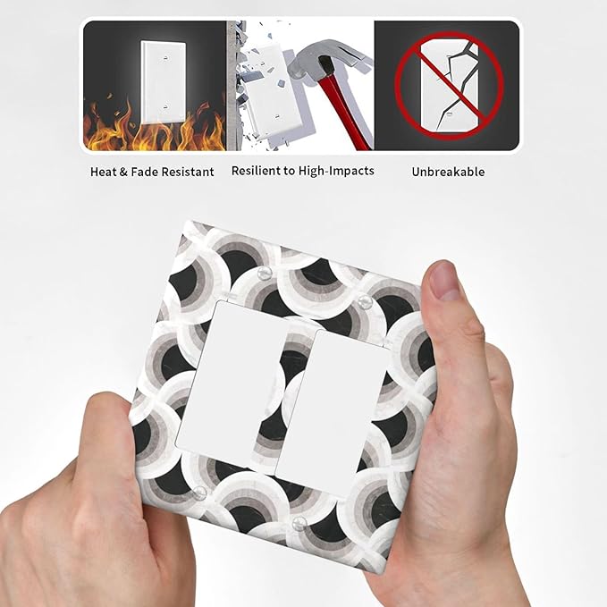 Bvtewkhz Black/White Art Marble 2 Gang Double Rocker Decorative Light Switch - Image 4