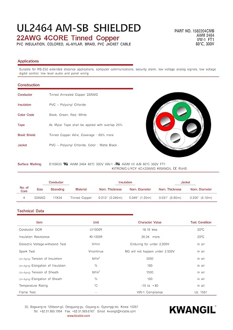 KWANGIL 4C 22AWG AMSB Shielded Cable Wire - Image 4