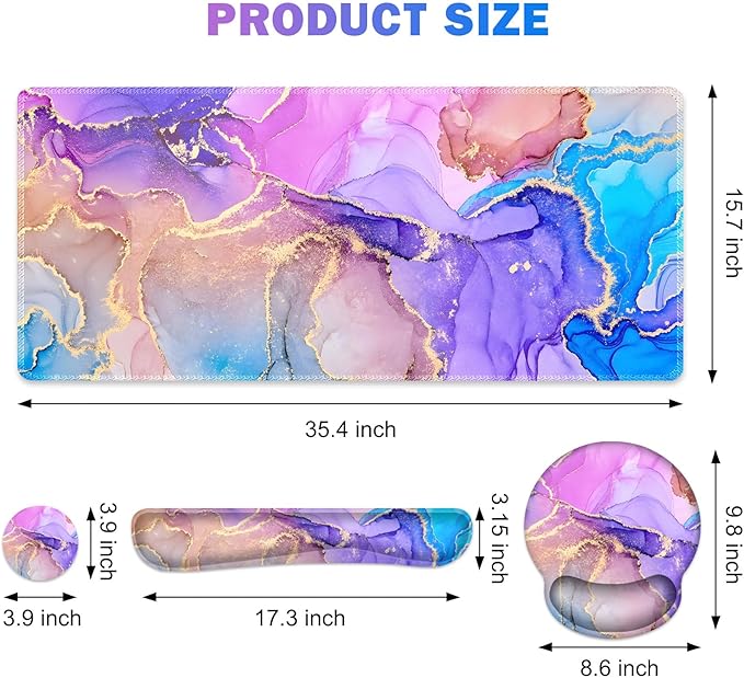 Gaming Mouse Pad, Large Desk Mat, Cute Desk Pad Protector, 4in1 XXL Mousepad + - Image 4