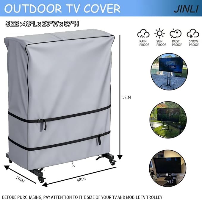 JINLI 45-50 inch outdoor TV trolley cover, courtyard TV cover, Oxford fabric - Image 2