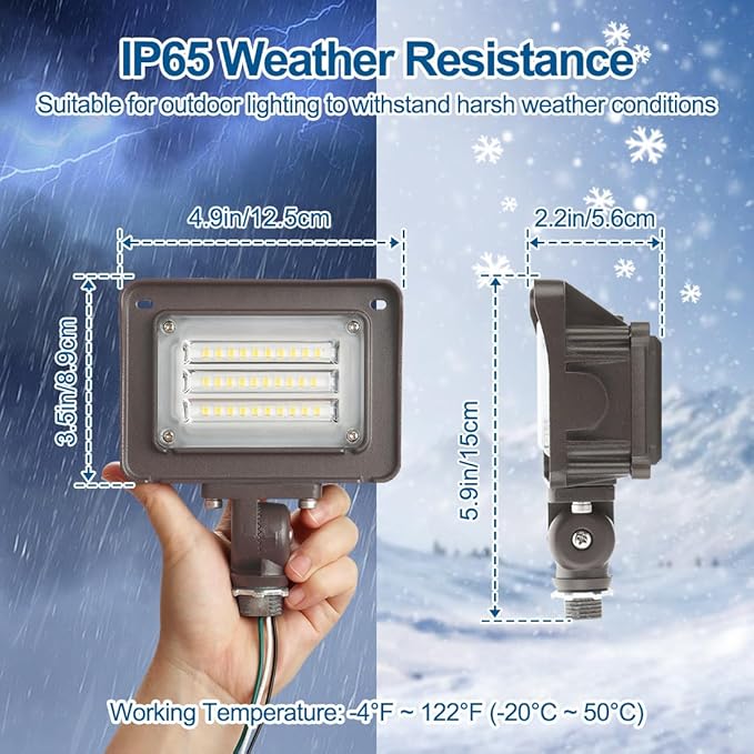 DAKASON 30W LED Flood Light Outdoor, Dusk-to-Dawn Photocell 180° Adjustable - Image 6