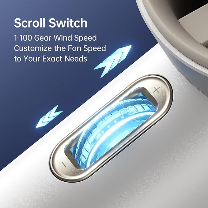 JISULIFE Portable Handheld Fan, Speed Adjustable Turbo Mini and 3600mAh Battery - Image 4