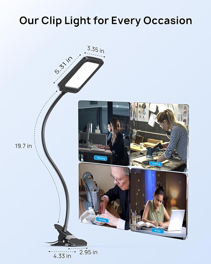 TROND LED Desk Lamp with Clamp, 1000LM Super Bright 3-Level Dimmable Desk Light - Image 6