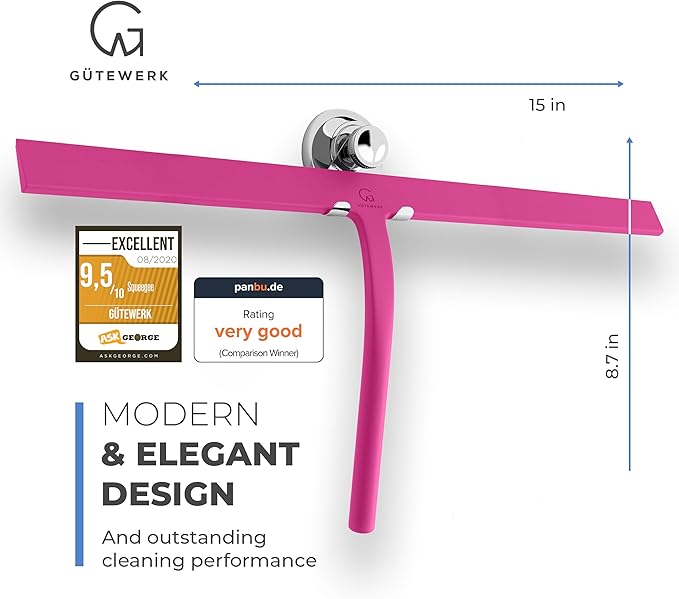 GÜTEWERK Shower Squeegee for Glass Doors, Silicone Window Squeegee, Bathroom - Image 3
