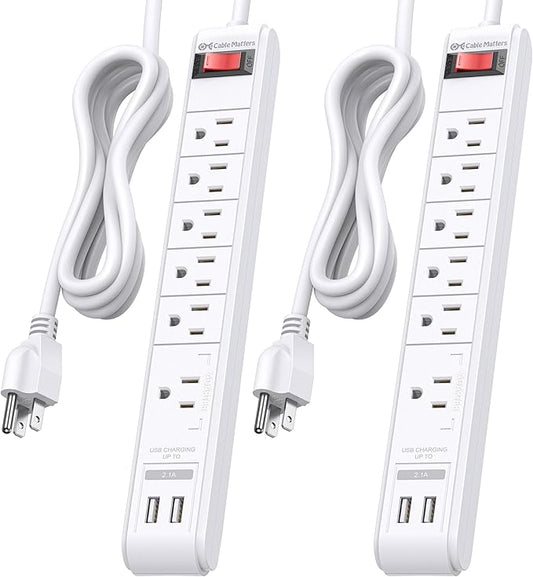 Cable Matters 2-Pack 6-Outlet Surge Protector Power Strip - 8ft by CableMatters