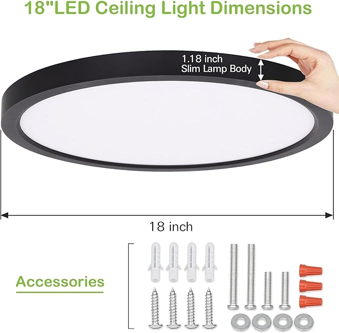 hykolity 18 Inch LED Round Flat Panel Light, 3000K/4000K/5000K CCT Selectable - Image 8