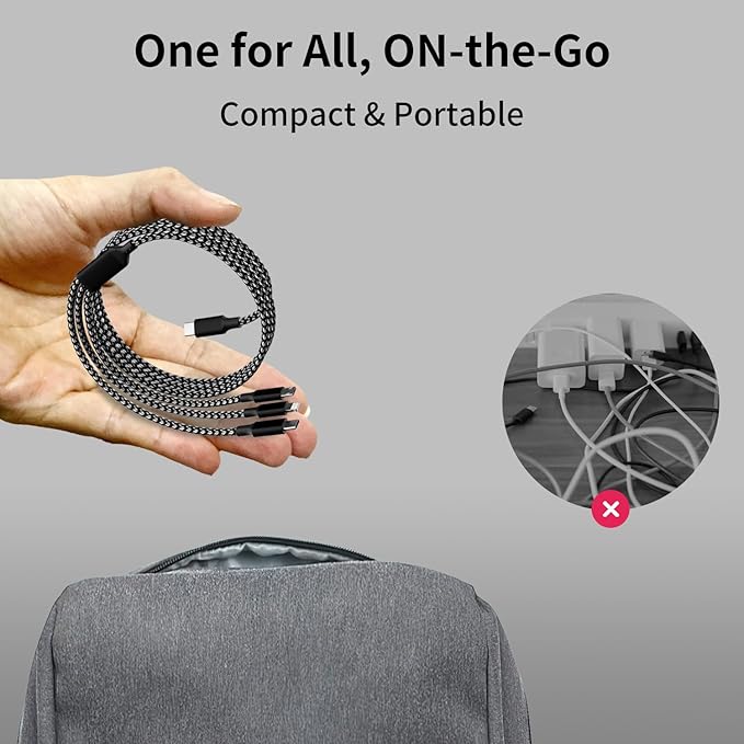 IDISON USB C Multi Charging Cable, 3 in 1 Charging Cable Nylon Braided USB-C - Image 7