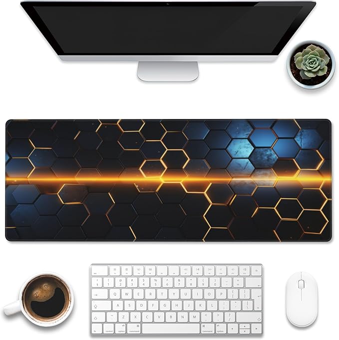 Eflxamz Large Gaming Mouse Pad for Desk, Honeycomb Technology Desk Pad by Eflxamz