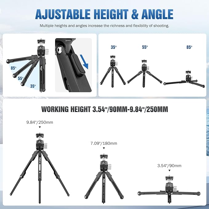 LEOFOTO 9.84" Aluminum Table Tripod - Image 3