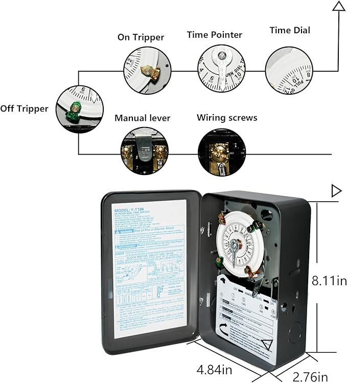 T104 Electromechanical Timer Switch, 40A Load Capacity, 1-12 Cycles Per Day - Image 4