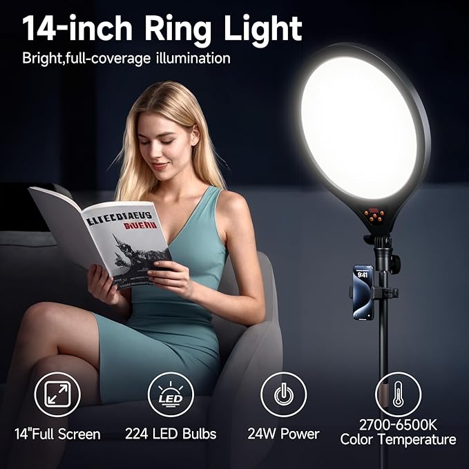 Ring Light with Stand and Phone Holder, Selfie Ringlight - Image 2