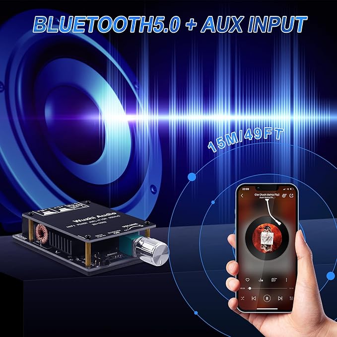 ZK-1002 Bluetooth 5.0 Audio Amplifier Board, 100W x 2 2.0 Channel Mini HiFi - Image 3