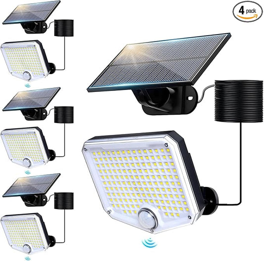 JumJam 153 LED Solar Wall Lights, 180° Beam Angle Security Lights Outdoor by JumJam