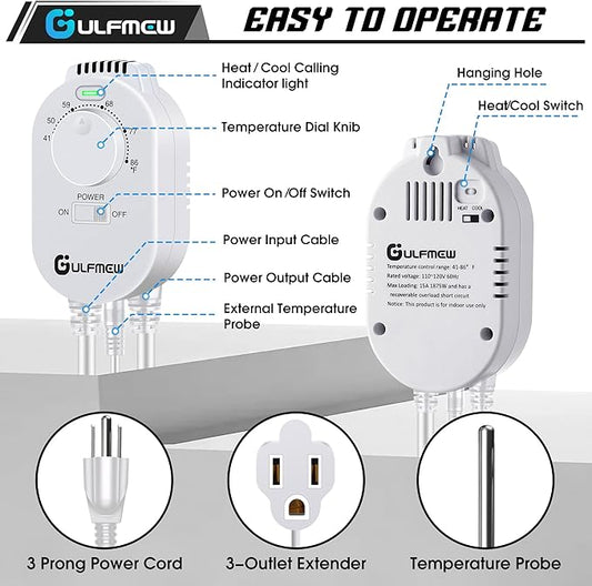 2 Pcs Plug in Thermostat for Heater, Thermostat Plug Outlet - Image 2