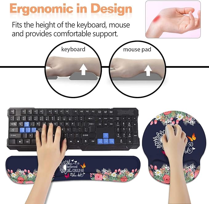 Keyboard Wrist Rest + Mouse Pad Wrist Support Set - Image 3