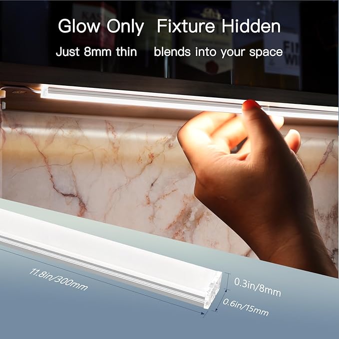 V4light 12'' Aluminum Under Cabinet LED Lights, Plug-in & Wired Touch Dimmer - Image 5