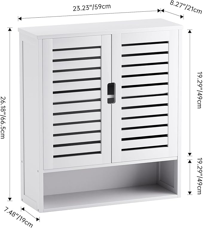 SMIBUY Bathroom Cabinet Wall Mounted, Bamboo Over-The-Toilet Storage Organizer - Image 3
