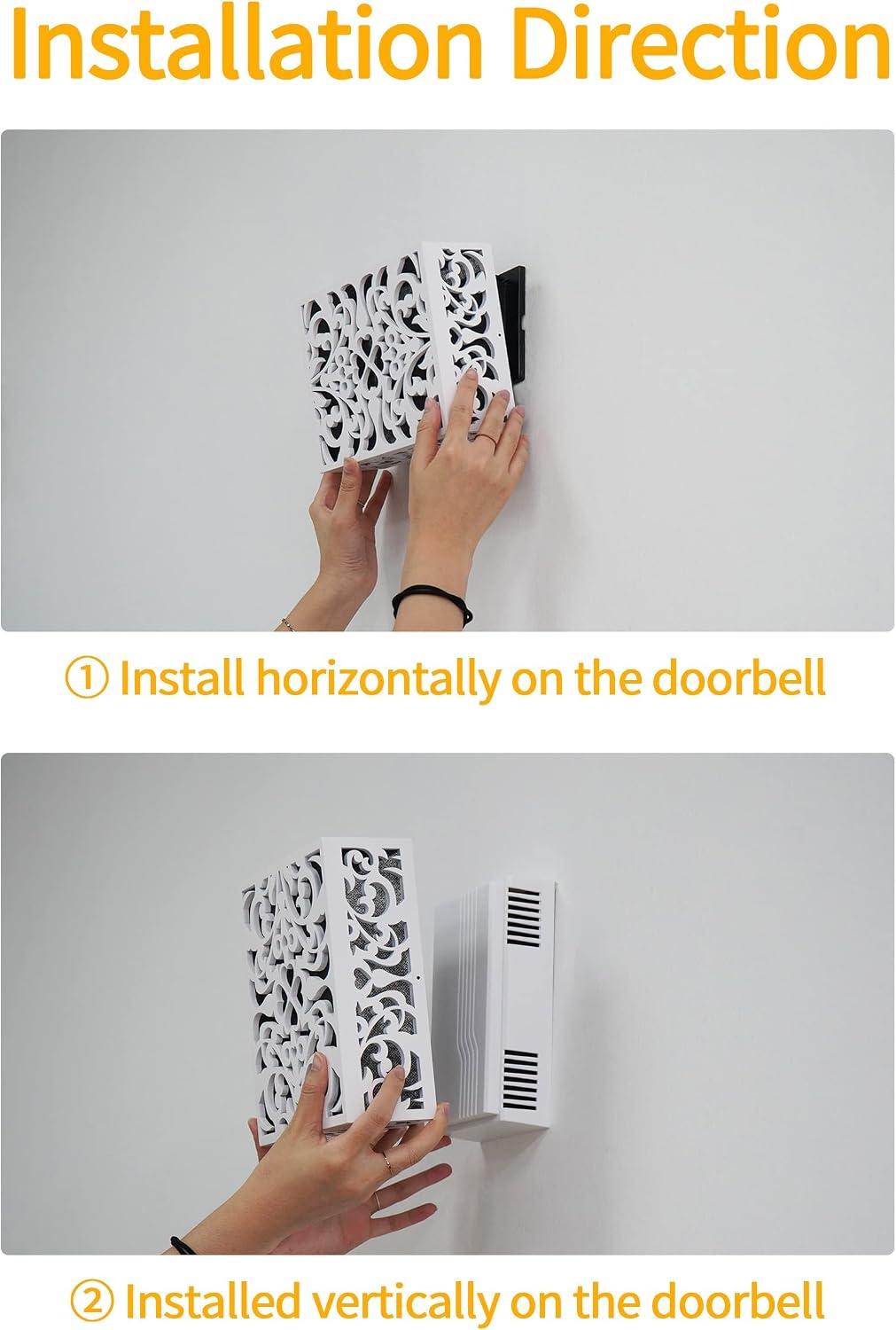 ORYX Doorbell Chime Cover Box Only, White Door Bell Covers for Wall, Wood Piano Paint Design for Decorative, Standard Size 7.63x5.94 | Wood Piano Paint Design for Decorative