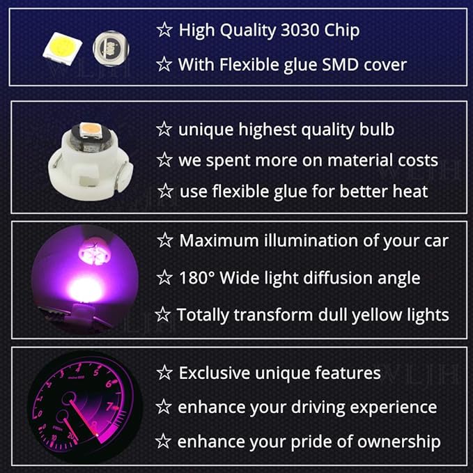 WLJH Pink A/C Control Climate HVAC Panel Lights Dashboard Dash Heater Indicator - Image 4