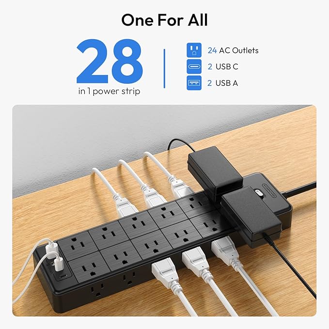 24 Widely Outlets Extension Cord 25 Ft NTONPOWER Long Extension Cord Surge - Image 2